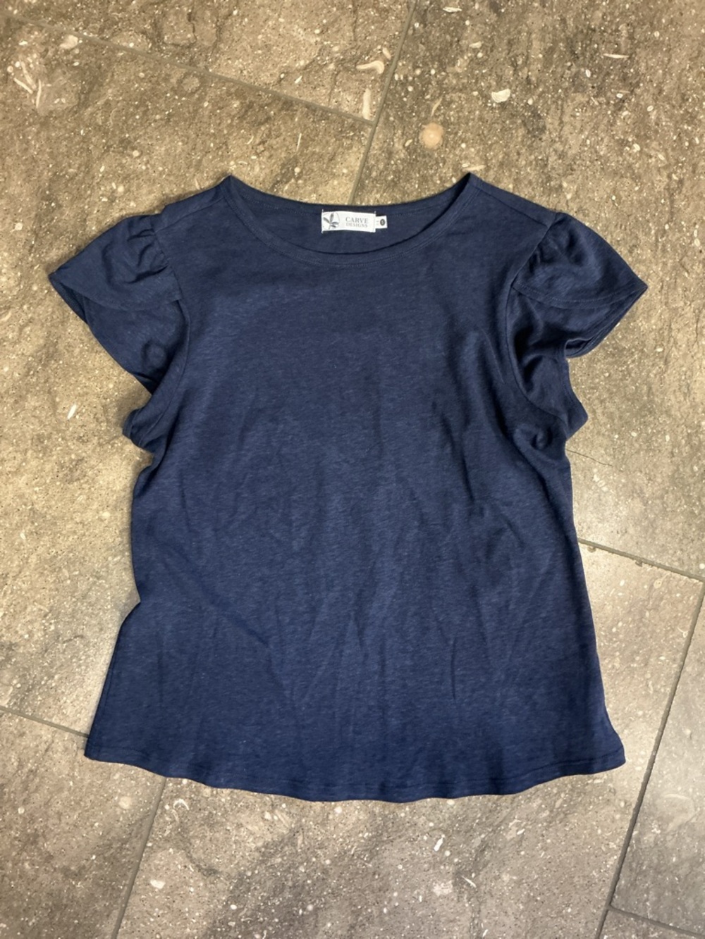 Carve Designs Navy Flutter tee, S